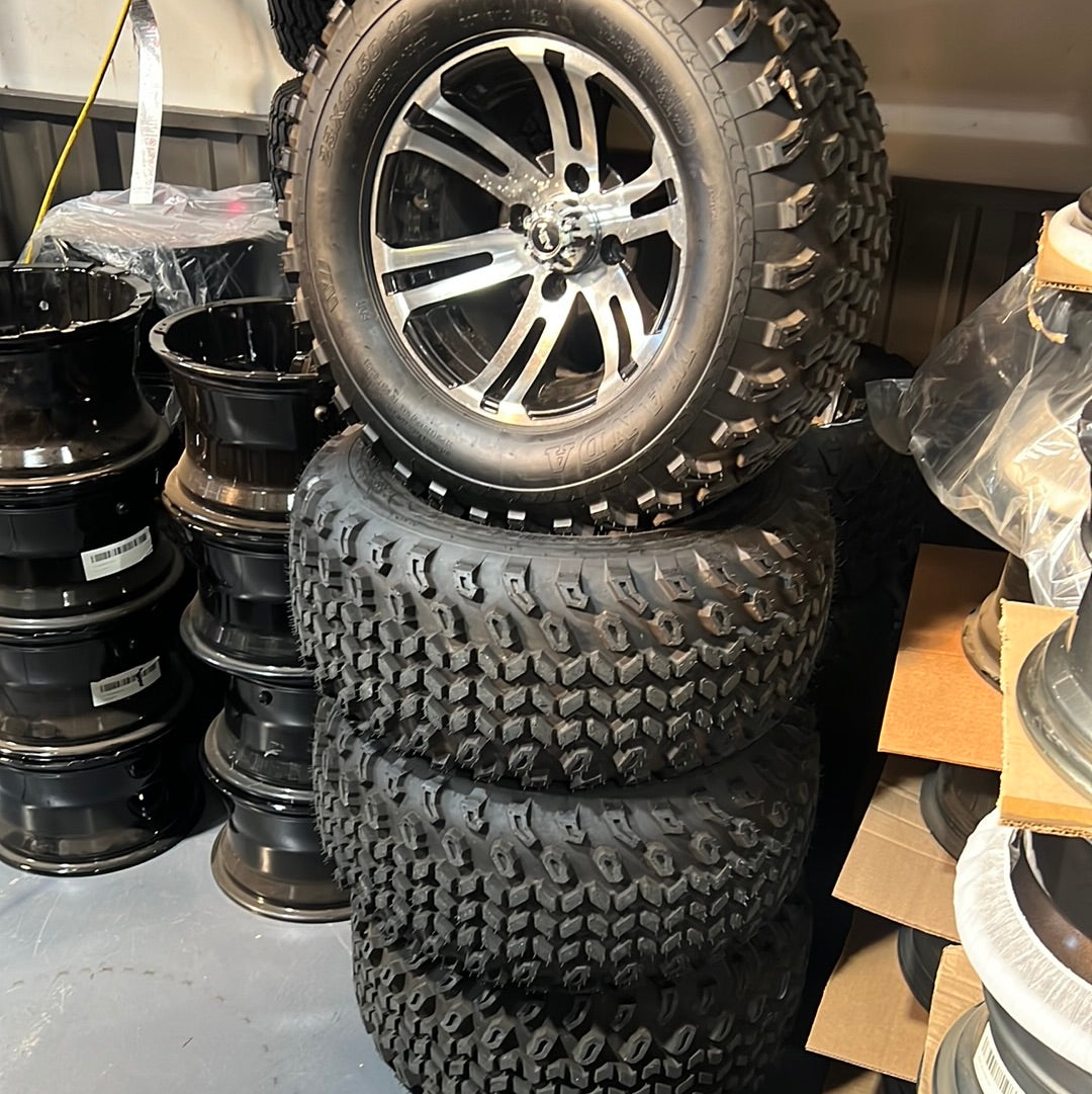 New 12” all terrain wheel & tire combo