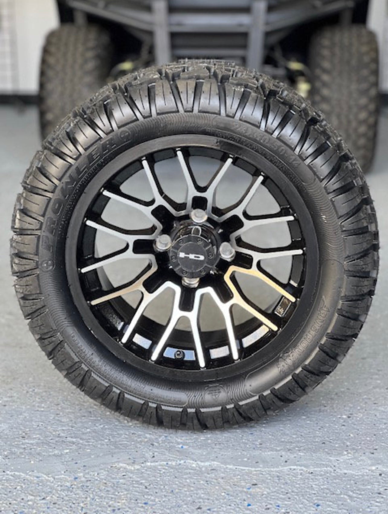 HD 14" WHEEL TIRE PACKAGE GLOSS BLACK MACHINE