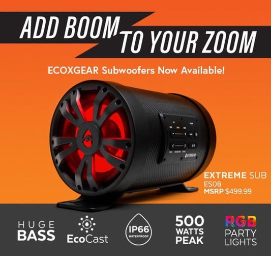 ECOXGEAR EXTREMESUB ES08 WEATHER-PROOF, 500 WATT, ENCLOSURE WITH ONE 8" 4-OHM SUBWOOFER AND 8" SPEAKER