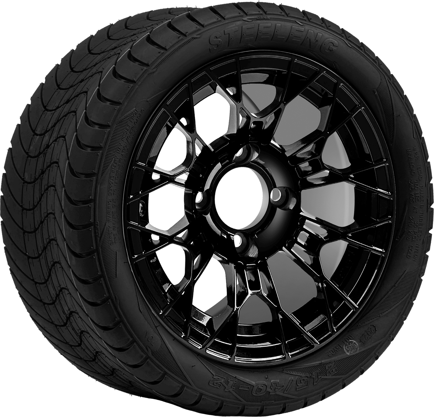 12″ Hammerhead Machined/Black Wheel – Aluminum Alloy / STEELENG 22″x10.5″-12″ STINGER All Terrain Tire DOT approved