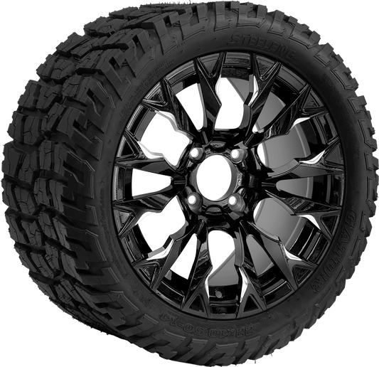 SGC 14″ Goblin Machined Black Wheel – Aluminum Alloy / STEELENG 22″x10.5″-14″ GATOR All Terrain DOT Approved
